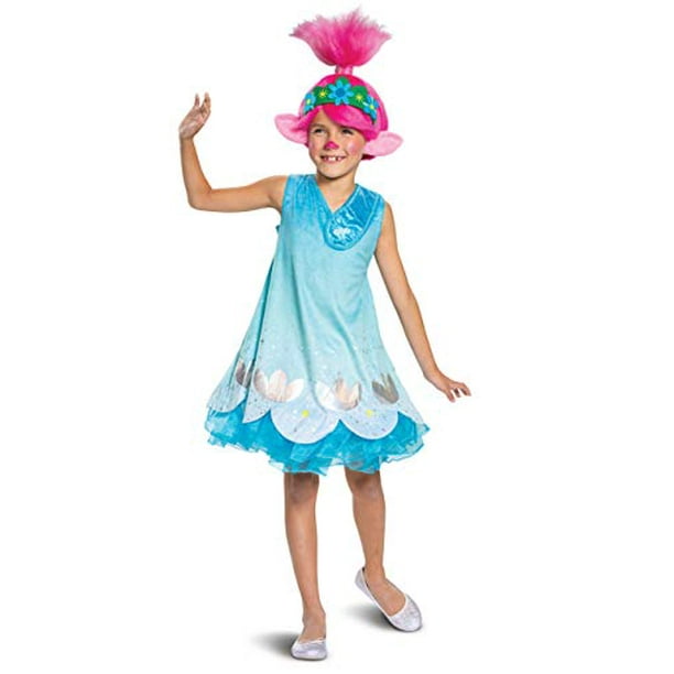 Child Trolls Poppy Troll Doll New Fancy Dress Costume & Wig WITH SOUND 